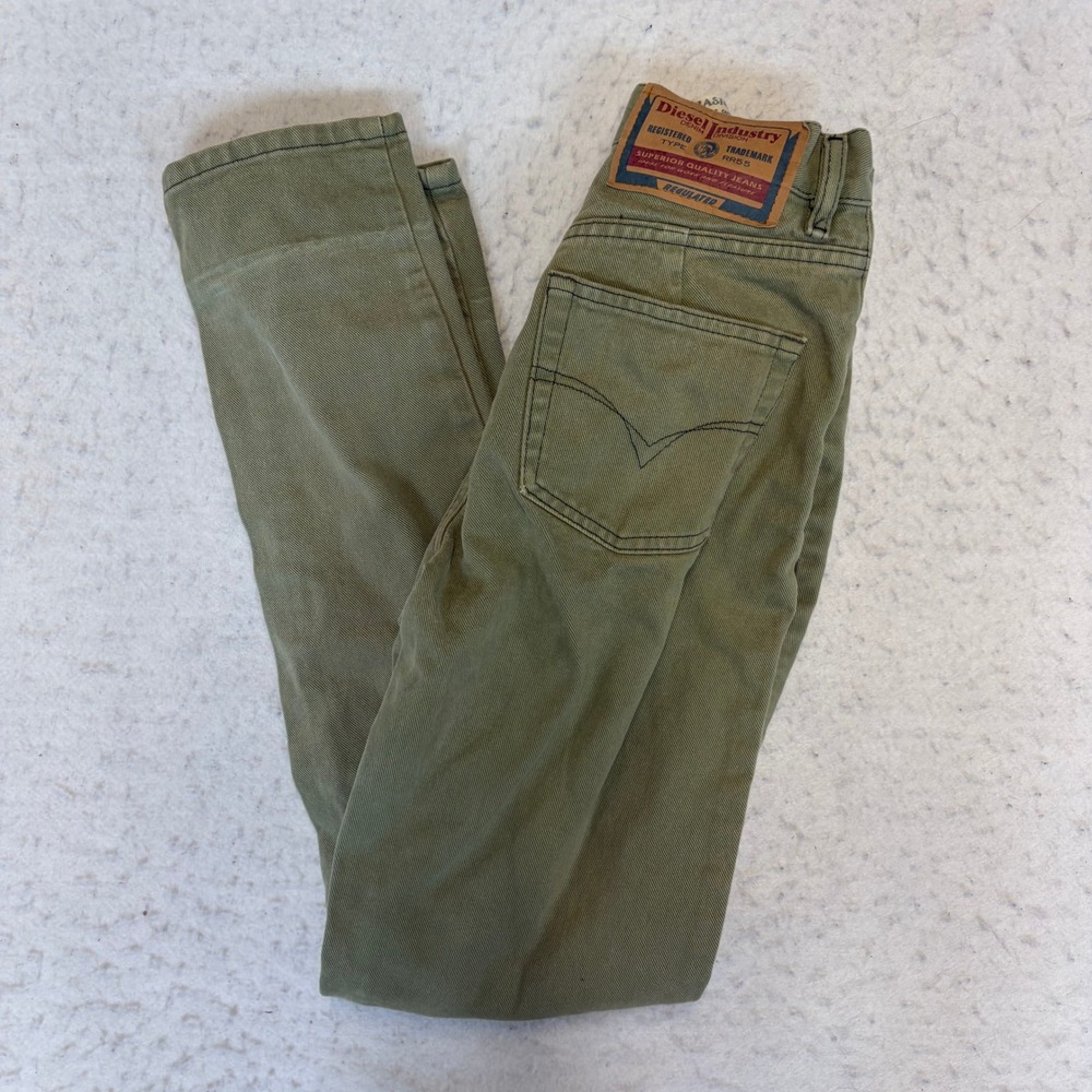 Diesel Basic Jeans Women Size 27 Green High Rise Straight Leg Made in Italy